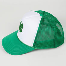 Load image into Gallery viewer, Glitter Four Leaf Clover Logo Foam Trucker Hat