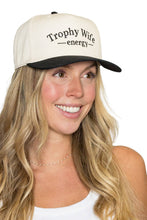 Load image into Gallery viewer, Trophy Wife Energy Snapback Hat in Black Natural