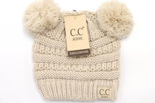 Load image into Gallery viewer, BABY Solid Double Pom CC Beanie