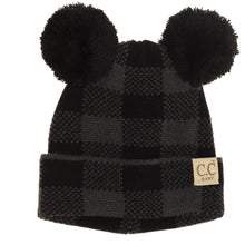 Load image into Gallery viewer, BABY Buffalo Plaid Pom Pom Beanie