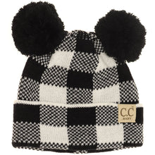 Load image into Gallery viewer, BABY Buffalo Plaid Pom Pom Beanie