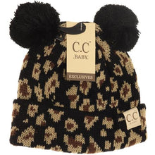Load image into Gallery viewer, Baby Leopard Double Pom Beanie