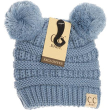Load image into Gallery viewer, BABY Solid Double Pom CC Beanie