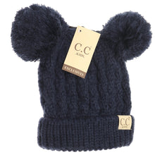 Load image into Gallery viewer, KIDS SOLID DOUBLE POM CC BEANIES