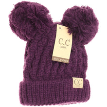 Load image into Gallery viewer, KIDS SOLID DOUBLE POM CC BEANIES