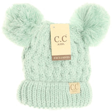 Load image into Gallery viewer, KIDS SOLID DOUBLE POM CC BEANIES