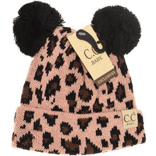Load image into Gallery viewer, Baby Leopard Double Pom Beanie
