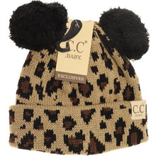 Load image into Gallery viewer, Baby Leopard Double Pom Beanie
