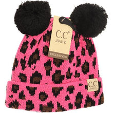 Load image into Gallery viewer, Baby Leopard Double Pom Beanie