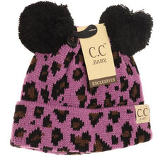 Load image into Gallery viewer, Baby Leopard Double Pom Beanie
