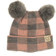 Load image into Gallery viewer, BABY Buffalo Plaid Pom Pom Beanie