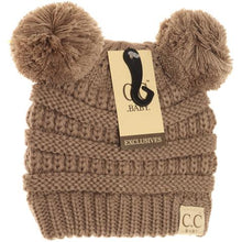 Load image into Gallery viewer, BABY Solid Double Pom CC Beanie