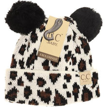 Load image into Gallery viewer, Baby Leopard Double Pom Beanie